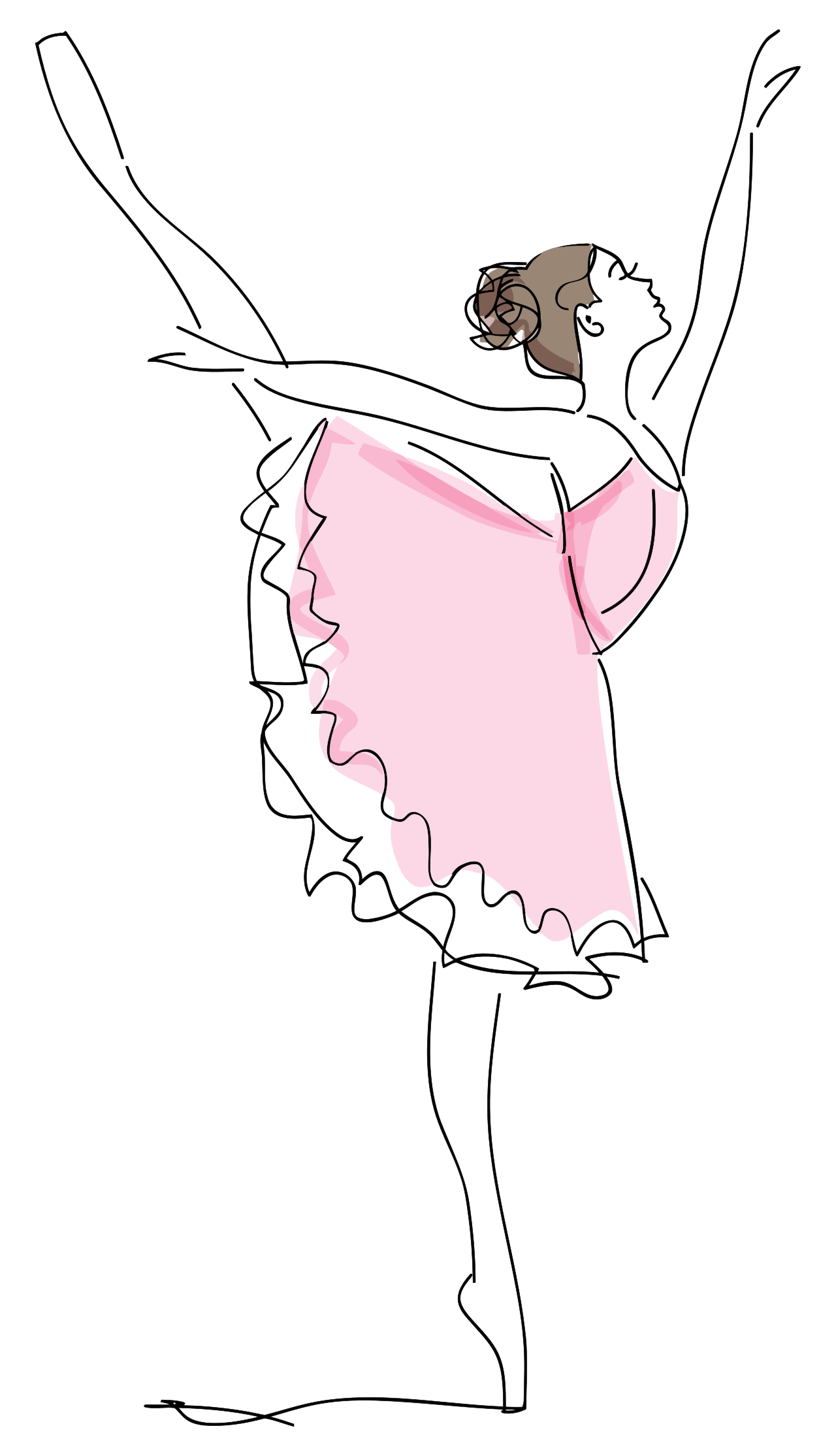 Clipart ballerina dancing in a pink dress.